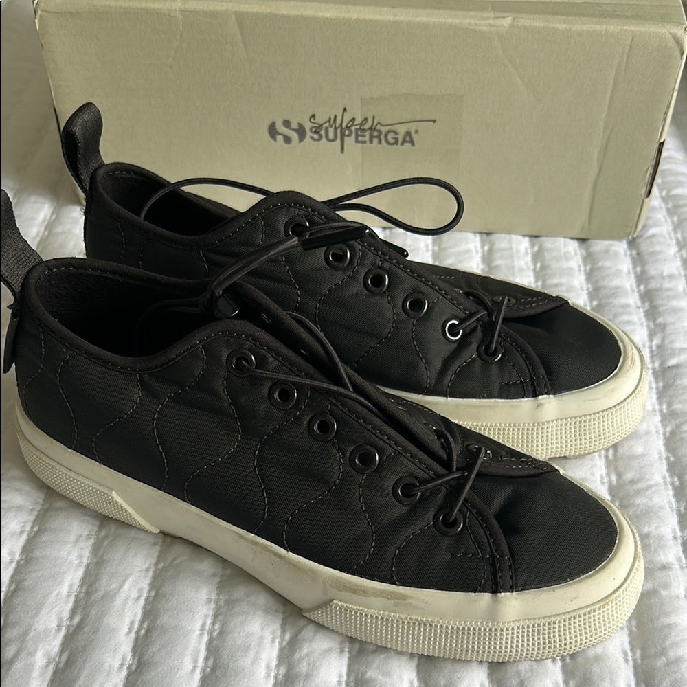 Superga Black Quilted Sneakers